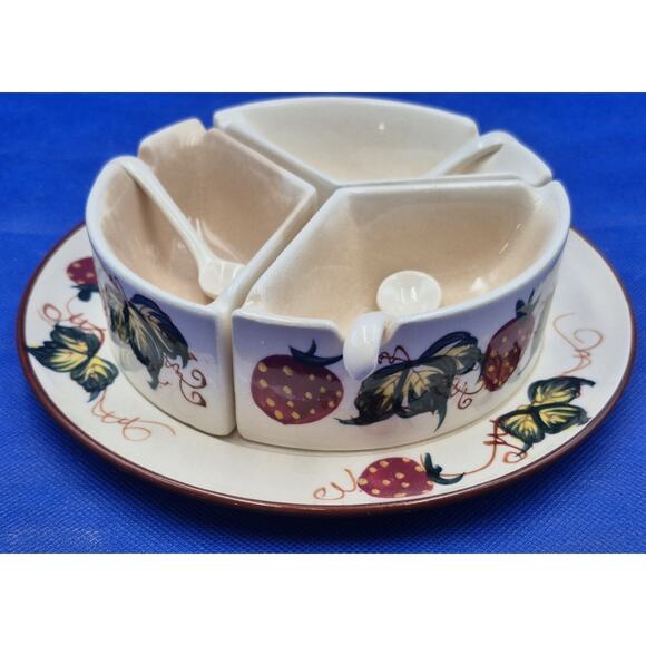 Vintage Fred Roberts Strawberry Jelly Jam Condiment Set 8 Pieces Japan - Picture 5 of 16